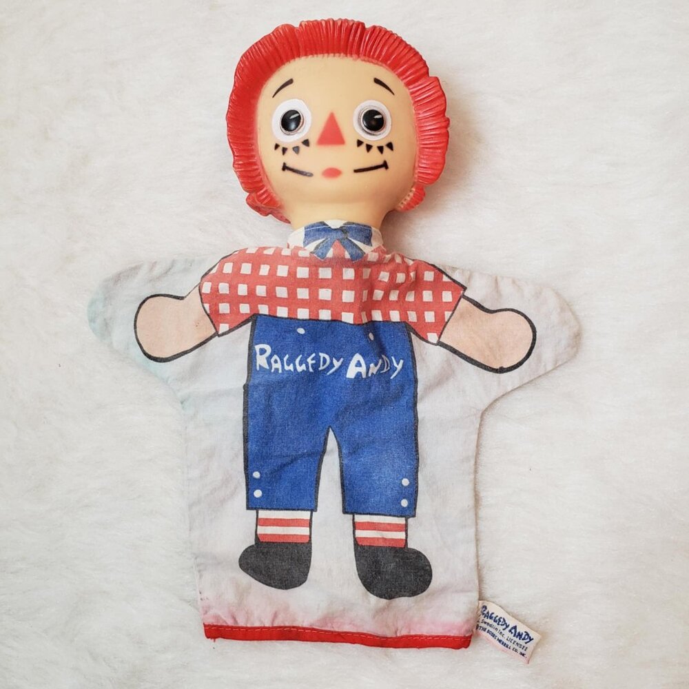 Vintage 1960s Raggedy Andy Gund J Swedlin Hand Puppet Children's Collectible Toy